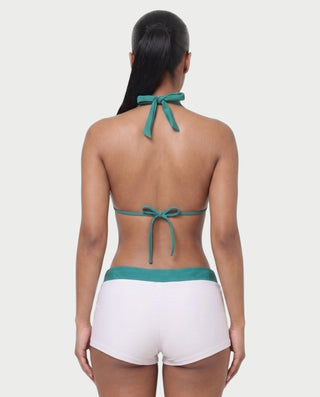 Conjunto de top y pantalón corto de punto de crochet a rayas BELLE
