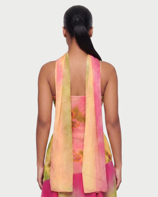 LUNETTE Floral Print Scarf & Asymmetric Midi Dress