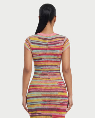 ELLEN Rainbow Stripe Knit Bodycon Maxi Cover-Up