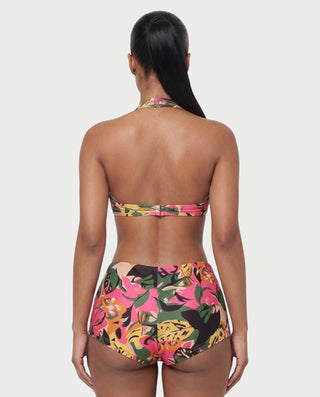 ARLITA Abstract Print Halter Bra Top & Mini Shorts Set