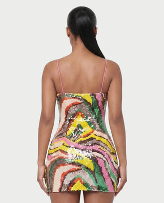 ESSA Swirl Sequin Spaghetti Strap Mini Dress