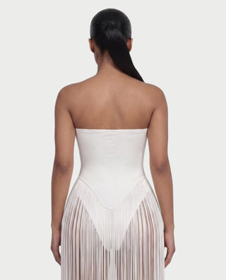 CALARA Strapless Tassel Bodycon Maxi Dress