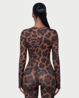 ROSABEL Leopard Print Cut-Out Capri Bodycon Romper