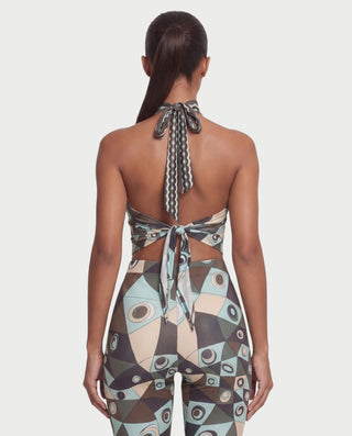 KAORI Abstract Open-Back Halter Top & Leggings Set
