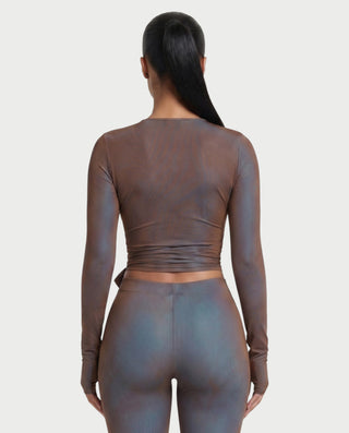 ZABETH Wrap-Front Long Sleeve Top & Leggings Set