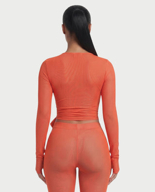 ZABETH Wrap-Front Long Sleeve Top & Leggings Set