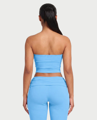 SHERYA Strapless Tube Top & Foldover Flare Pants Set