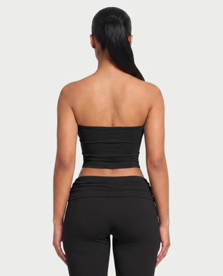 SHERYA Strapless Tube Top & Foldover Flare Pants Set