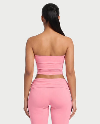 SHERYA Strapless Tube Top & Foldover Flare Pants Set