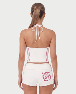 NAZIYA Open-Back Halter Top & Foldover Shorts Set