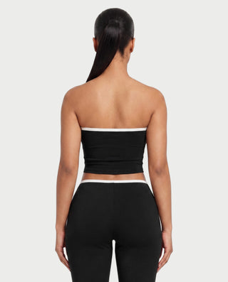 RAZIYA Tie-Front Tube Top & Flare Pants Set