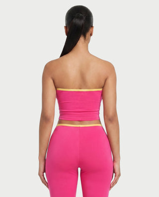 RAZIYA Tie-Front Tube Top & Flare Pants Set