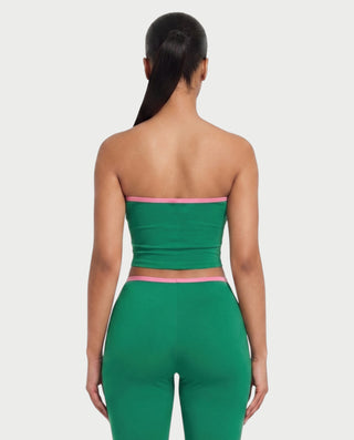 RAZIYA Tie-Front Tube Top & Flare Pants Set