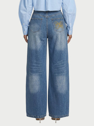 XENA Vintage Wide-Leg High-Waist Denim Pants