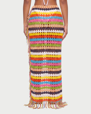CALYSEA Crochet Fringe Wrap Cover-Up Skirt
