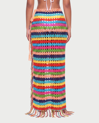 CALYSEA Crochet Fringe Wrap Cover-Up Skirt