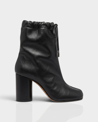 IRHANA Ruched Cuff Split-Toe High Block Heel Boots