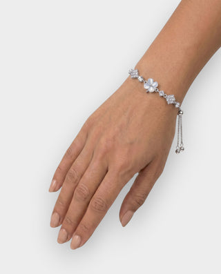 Crystal Floral Charm Adjustable Bracelet