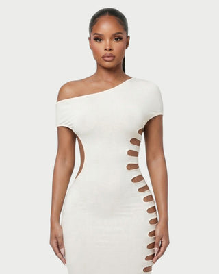 BLAISE One-Shoulder Ladder-Slit Cutout Maxi Dress