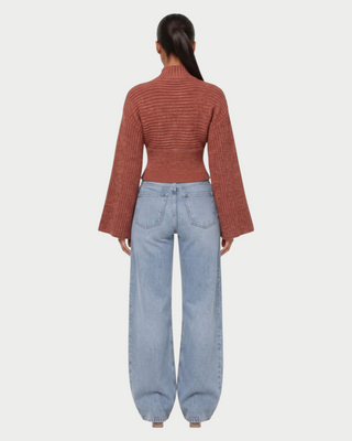VINTA Single-Button Ribbed Long-Sleeve Cardigan