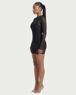 ROLINA Sheer Mesh Overlay Romper & Mini Dress Set