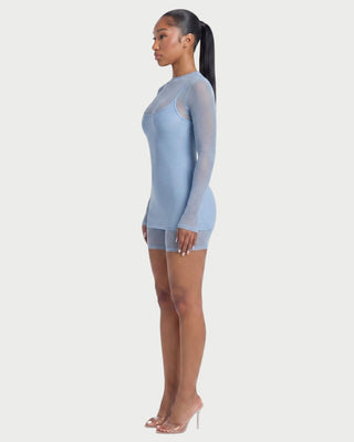 ROLINA Sheer Mesh Overlay Romper & Mini Dress Set