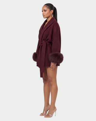 RULLY Plush Cuffs Drop-Shoulder Wrap Coat