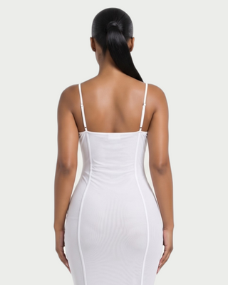 KYLAR Faux Leather Lace-Up Deep V Mesh Maxi Dress