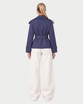 LURIA Wide Lapel Belted Short Trench Coat