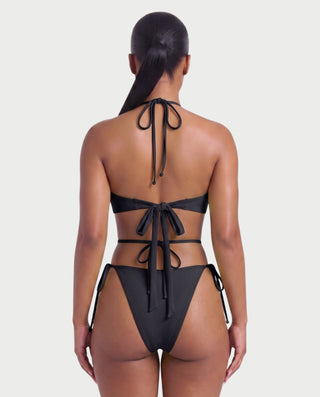 MARISOL Three-Piece Floral Appliqué Bikini Skirt Set