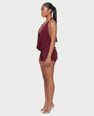 JENE Cowl Halter Top & Shorts Set