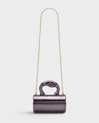 CYRELLE Metallic Cylindrical Clutch Bag