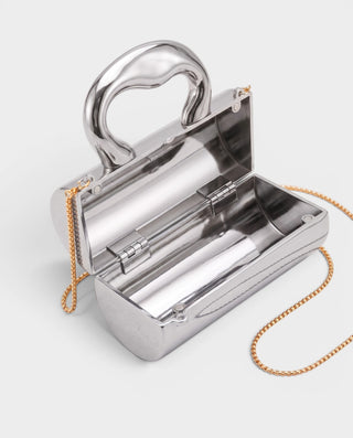 CYRELLE Metallic Cylindrical Clutch Bag