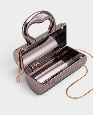 CYRELLE Metallic Cylindrical Clutch Bag