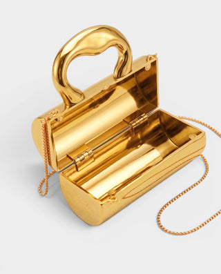 CYRELLE Metallic Cylindrical Clutch Bag