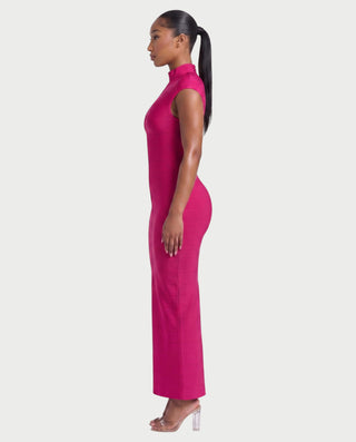 ESMERAY Mock Neck Bandage Maxi Dress