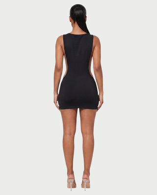 ZELVIA Open-Side Studded Bodycon Mini Dress
