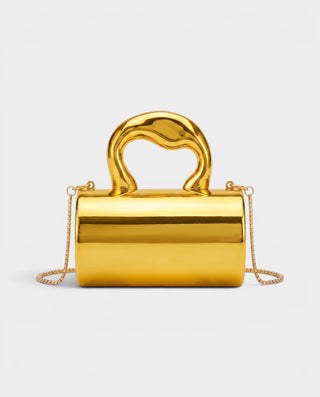 CYRELLE Metallic Cylindrical Clutch Bag