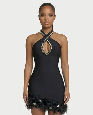 Vestido midi con flecos y escote pronunciado de LIRRA