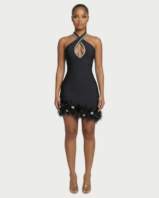 Vestido midi con flecos y escote pronunciado de LIRRA