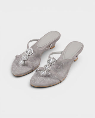 AURETTE Rhinestone Kitten Heel Sandals