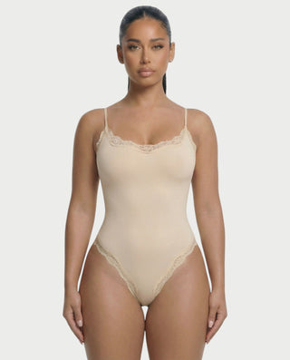 AMELYA Lace-Trim Shapewear Bodysuit