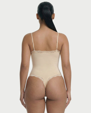 AMELYA Lace-Trim Shapewear Bodysuit