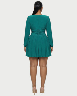 VINNA Waist-cinching Pleated Mini Dress