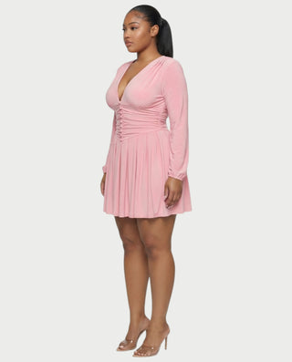 VINNA Waist-cinching Pleated Mini Dress