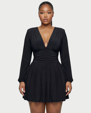 VINNA Waist-cinching Pleated Mini Dress