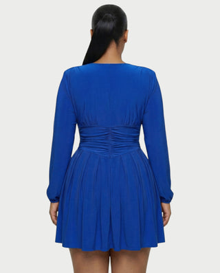 VINNA Waist-cinching Pleated Mini Dress