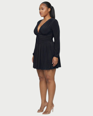 VINNA Waist-cinching Pleated Mini Dress