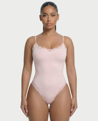 AMELYA Lace-Trim Shapewear Bodysuit