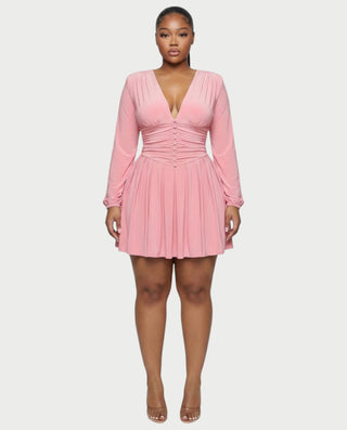 VINNA Waist-cinching Pleated Mini Dress